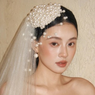 Mũ đội đầu thanh lịch retro ngọc trai, phù hợp váy cưới và đạo cụ chụp ảnh