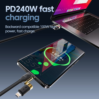Cáp sạc nhanh Elough 4 trong 1 240W USB Type C bền Type-C sang USB A Dây cáp dữ liệu