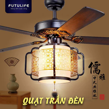 QUẠT TRẦN LỒNG ĐÈN/QUẠT TRẦN ĐÈN/6 tốc độ gió, 3 màu đèn/Động cơ lõi đồng/Có điều khiển từ