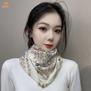 Khăn tam giác vải lanh cotton cho nữ, phong cách Hàn Quốc, bảo vệ cổ và giữ ấm