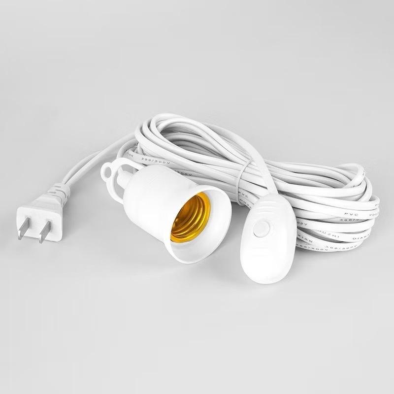 Đui đèn liền dây E27 có móc treo công tắc liền phích cắm chống vỡ , Dây điện kèm đui chịu nhiệt chịu mưa
