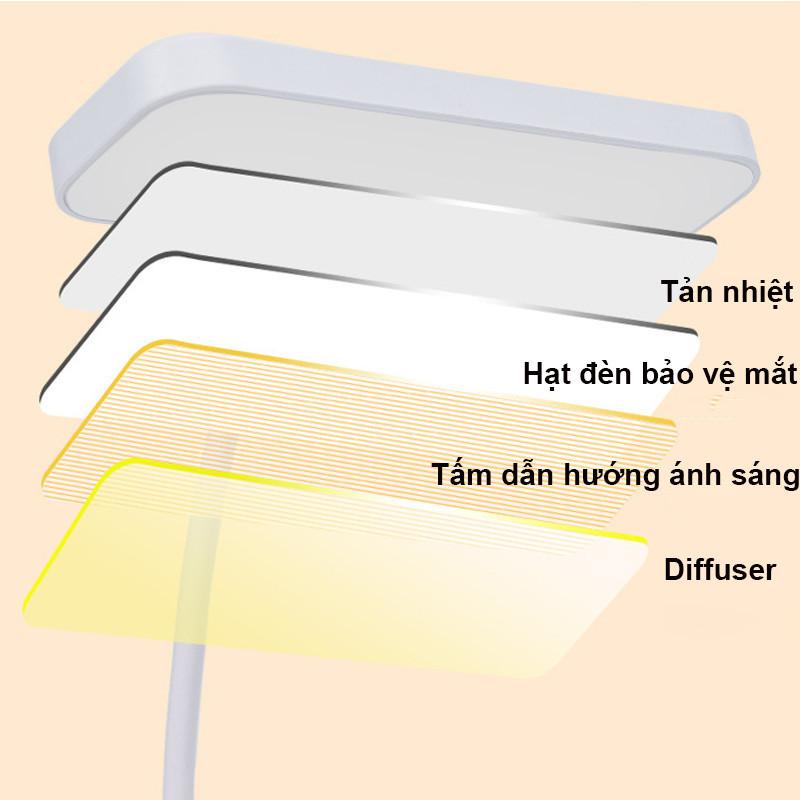 Đèn Học LED Để Bàn Kẹp Sạc – Ánh Sáng Trắng Vàng, Bảo Vệ Mắt Cho Học Sinh Và Đầu Giường Ngủ