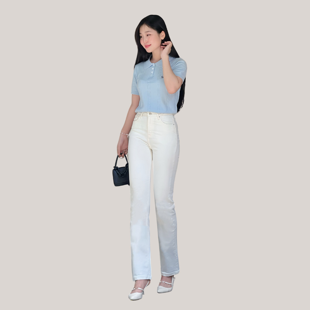 Quần Jean Nữ Ống Đứng 96cm TTTHAO Cao Cấp vải SIÊU MÁT, Dáng Vintage Straight,  Phong Cách basic J21