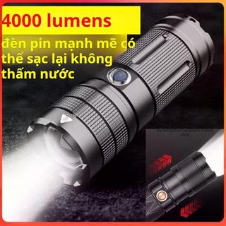 [cod] Đèn pin LED siêu sáng, đèn pin chống nước, sạc USB, đèn pin nhựa ABS, có thể zoom Phụ Kiện