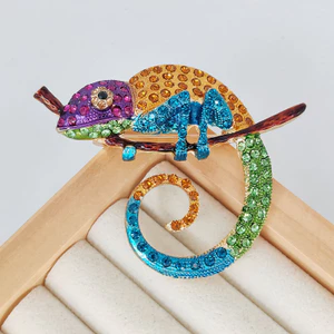 Pha Lê Đầy Màu Sắc Chameleon Trâm Trang Sức Động Vật Thời Trang Pin Trang Trí Cho Nữ