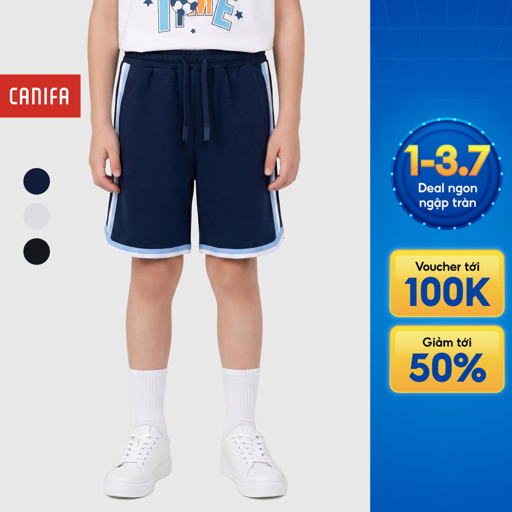 Quần short bé trai CANIFA cạp chun phối line phong cách thể thao năng động 2BS26C006