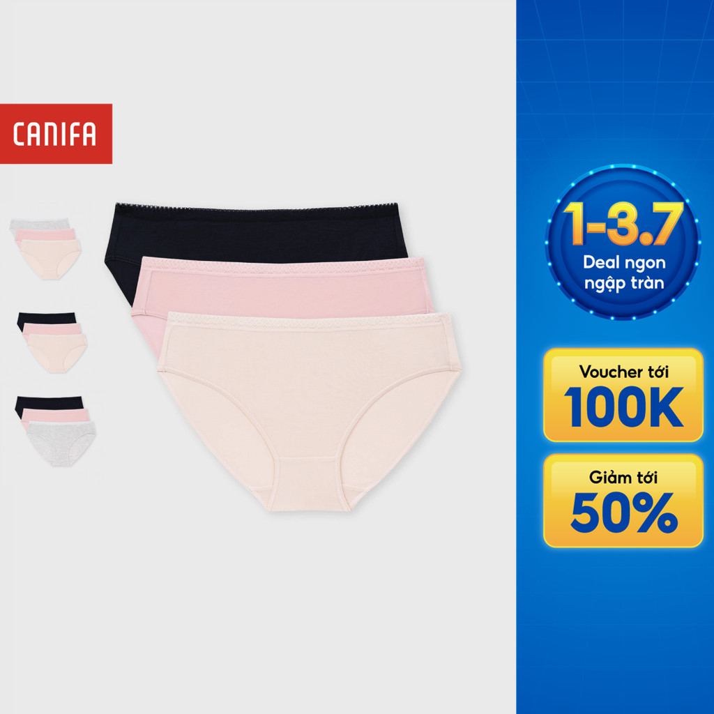 Combo 3 quần lót nữ CANIFA viền ren chất liệu modal co giãn mềm mát 6US26A004