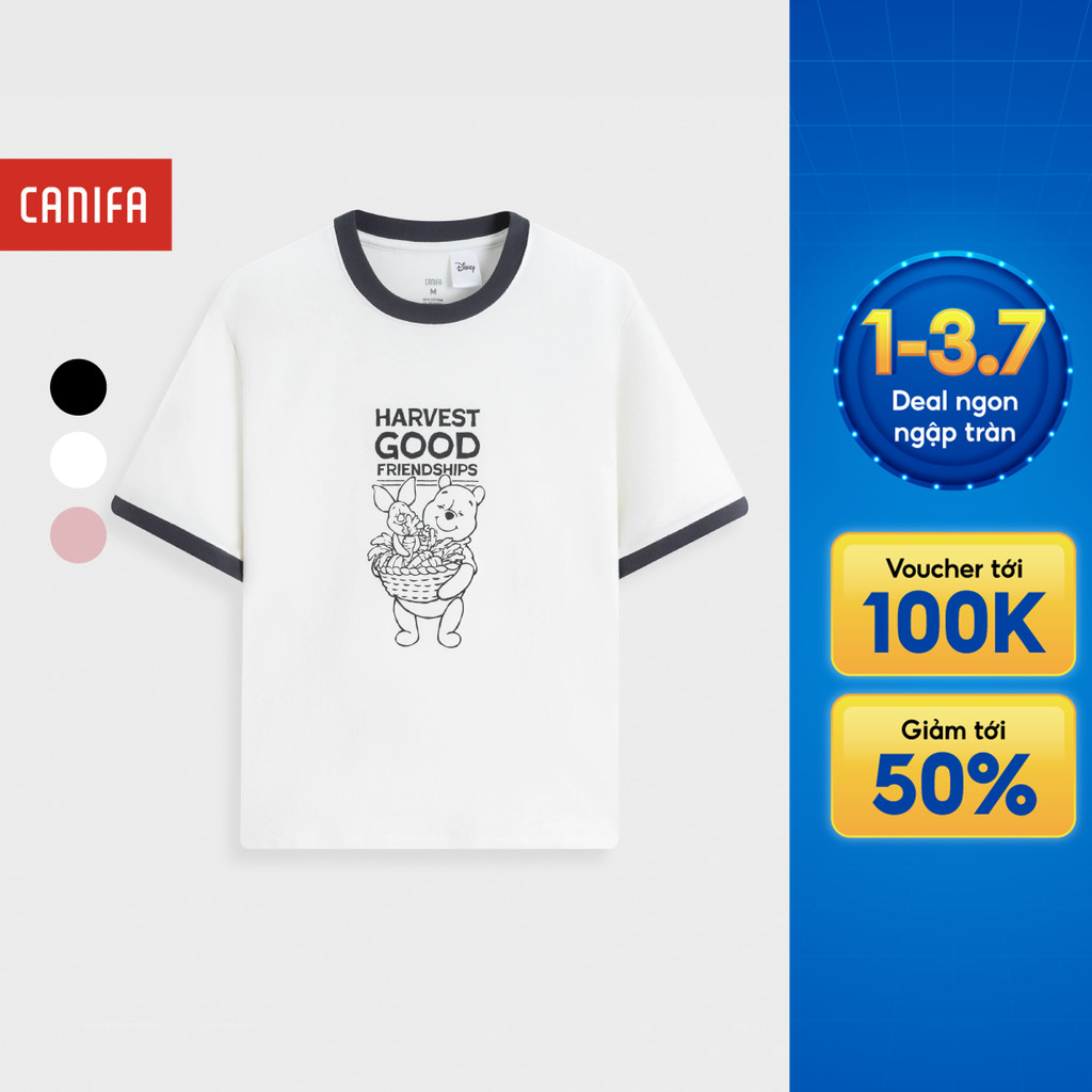 Áo phông nữ CANIFA áo thun cotton mềm thoáng mát cổ tròn dài tay in họa tiết 6TS26S001