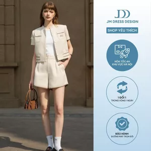 Set Áo dáng bomber phối lé, túi ốp tròn 5B01.2503K, Quần sooc phối lé gấu 3S04.2502K, set đồ áo khoác bomber quần short
