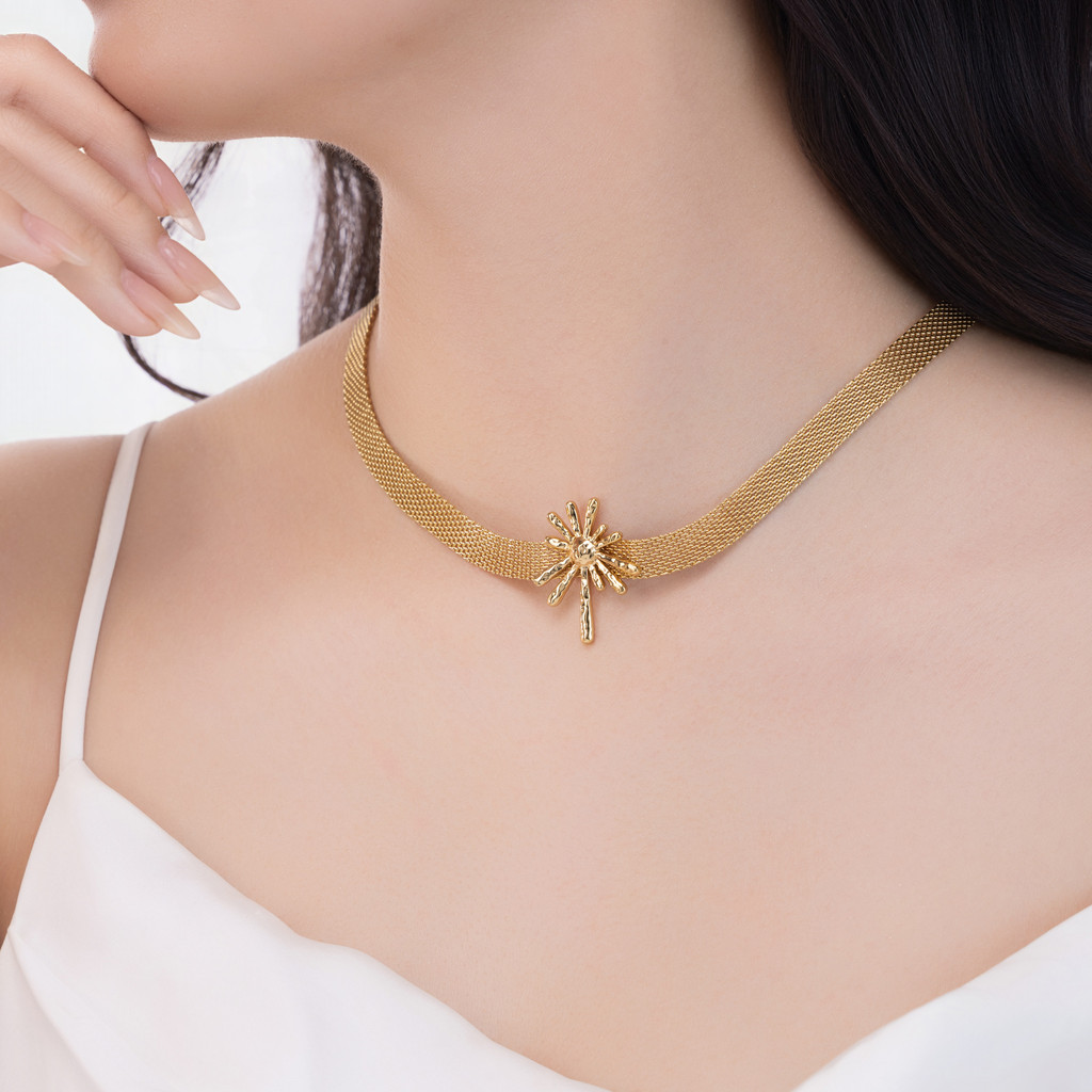 Dây liền mặt nữ Amarisse thiên nhiên mạ vàng cao cấp, sang trọng, cá tính, phù hợp đi tiệc đi chơi - DOJI