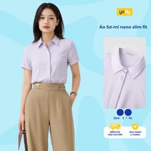 Áo sơ mi nữ YODY tay ngắn vải nano thêu nẹp thông thoáng, chống UV, thoải mái vận động TRA-WOSH25A251