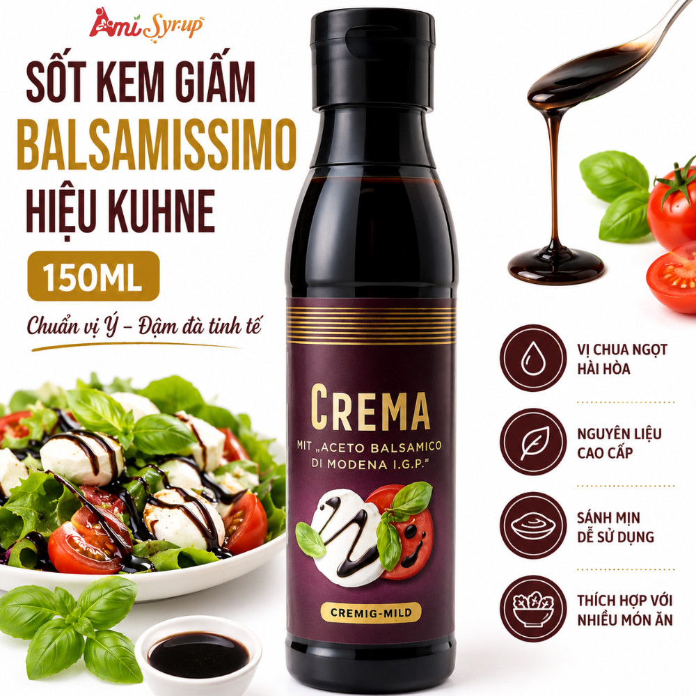 Sốt Kem Giấm Balsamissimo Hiệu Kuhne 150ml, Xốt Nấu Ăn Chuẩn Vị Nhà Hàng, Nhập Khẩu Chính Hãng