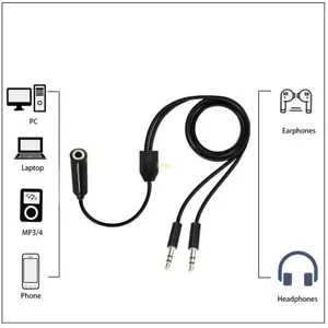 Btsg Bộ chia tai nghe 2 trong 1 3 5mm Nam Nữ sang 2 Nữ Bộ chia tai nghe 2 cổng Bộ chuyển đổi tai nghe cho Smartpho