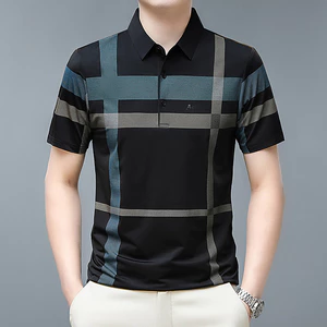 Áo sơ mi polo ngắn tay mỏng nam mùa hè với cảm giác mát mẻ bằng lụa băng phong cách và giản dị