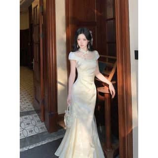 Đầm sườn xám cải tiến mới mùa xuân hè, thanh lịch và mang phong cách cổ điển sang trọng cho Nữ