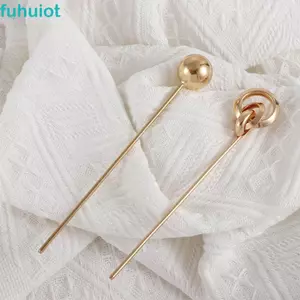 FUHUIOT Nĩa Tóc Hanfu Phụ Kiện Bóng Tròn Màu Rỗng Tính Khí Kẹp Tóc Kim Loại
