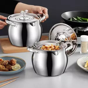 Ziyulinyuk 1.5 / 4L Thép Không Gỉ Gia Đình Lọc Dầu Nồi Lard Lọc Bình Đựng Bình Chứa Dung Tích Lớn Có Thể Bảo Quản Nhà Bếp Dụng Cụ Nấu Ăn VN