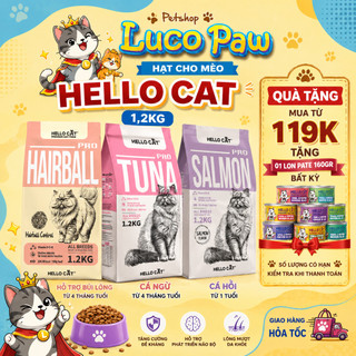 Hạt Cho Mèo Hello Cat 1,2kg Mọi Lứa Tuổi - Tiêu Hóa Tốt, Tiết Niệu Khỏe, Dưỡng Da Lông Óng Mượt