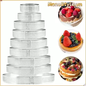 MONOSTYLE Tartlet Khuôn Máy Nướng Món Tráng Miệng Pháp Mousse Đục Lỗ Vòng Tròn Khuôn