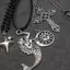 Phong cách Gothic Kim loại Cross Love Skull Mặt dây chuyền Nelace Set Y2K Cá tính gai tình yêu Hạt chéo Nelace [Mina]