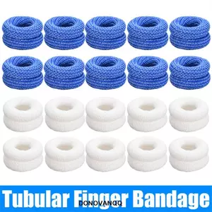 DONOVANQQ Ngón Tay Cots Cotton Thể Thao Gear Bảo Vệ Ngón Tay Điều Dưỡng Băng Thể Thao An Toàn Xanh Trắng Ngón Tay Hình Ống Băng