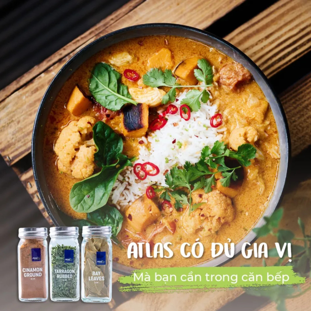 Bột Quế Atlas Garden - Cinnamon Ground Lọ 55g, Gia Vị Nấu Ăn Thơm Nồng Ngọt Dịu