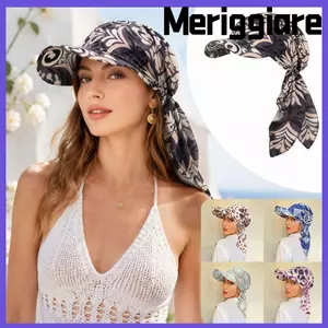 Mũ bóng chày có dây buộc MERIGGIARE, Quấn tóc Mũ trùm đầu mùa hè in hoa, Thời trang có vành Mũ Turban thoáng khí đa năng Trang phục hàng ngày