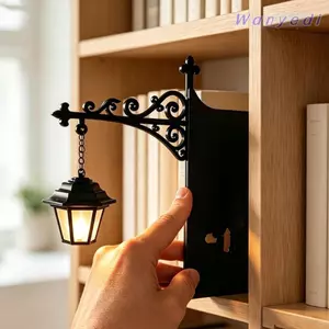 Đèn lồng thư viện WANYEDI, Đèn chiếu sáng giá sách trang trí Mini màu đen, Đèn LED ấm áp Giá sách trang trí