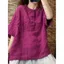 Thứ tự đuôi ngoại thương mùa hè Áo sơ mi ngắn tay bằng vải lanh Cotton màu trơn văn học cổ điển rộng che phủ thịt Niche phù hợp với áo sơ mi cỡ lớn thông thường dành cho nữ
