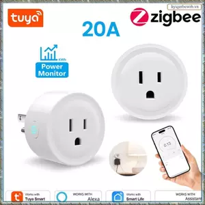 TUYA 20A Ổ cắm thông minh Zigbee Ổ cắm có màn hình nguồn Chức năng thời gian Điều khiển bằng giọng nói Hoạt động phích cắm US