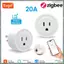 TUYA 20A Ổ cắm thông minh Zigbee Ổ cắm có màn hình nguồn Chức năng thời gian Điều khiển bằng giọng nói Hoạt động phích cắm US