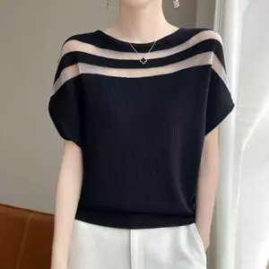Áo len ngắn tay lụa băng nhấp nháy mịn mùa hè Áo len ngắn tay mỏng cao cấp Phong cách thoáng khí Thiết kế thích hợp mỏng hơn Nhìn tất cả @ -