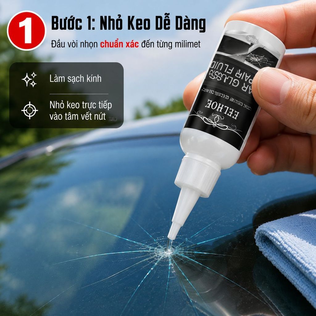 🔥Giá sốc🔥Keo sửa chữa kính / Keo sửa chữa kính ô tô / Dung dịch nano sửa chữa kính / Keo chăm sóc kính sửa chữa vết nứt nhanh/keo hàn kính ô tô nứt