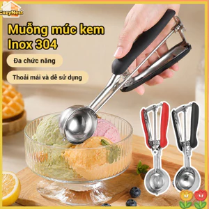 Muỗng múc kem Inox 304 – tay cầm bọc silicon, đa năng múc kem, hoa quả, thịt viên,tiện dụng nhà bếp