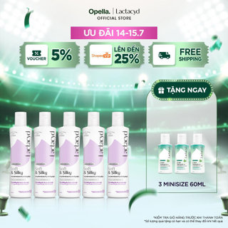 Bộ 5 chai Dung Dịch Vệ Sinh Phụ nữ Lactacyd Soft & Silky Dưỡng Ẩm 250ml Women Cấp Ẩm
