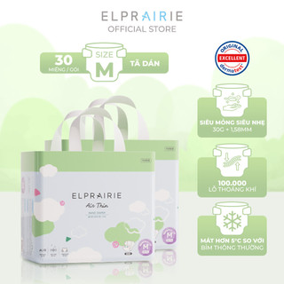 Combo 2 Bịch Tã/Bỉm Dán ELPRAIRIE Air Thin Size M 30 Miếng Cho Bé 6-11kg, Thấm Hút Vượt Trội, Mềm Thoáng Nhẹ Tênh