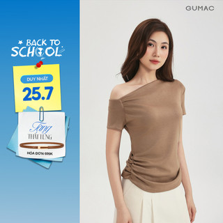 Áo Thun Nữ GUMAC Áo Kiểu Lệch Vai Form Slim Ôm Nhún Eo Chất Thun Mịn Co Giãn Tôn Dáng ATF03031