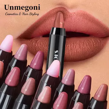 Bút chì lót môi màu nâu UNMEGONI, Bút viền môi lâu trôi không thấm nước, Son môi dưỡng ẩm nhung mờ Bút chì màu