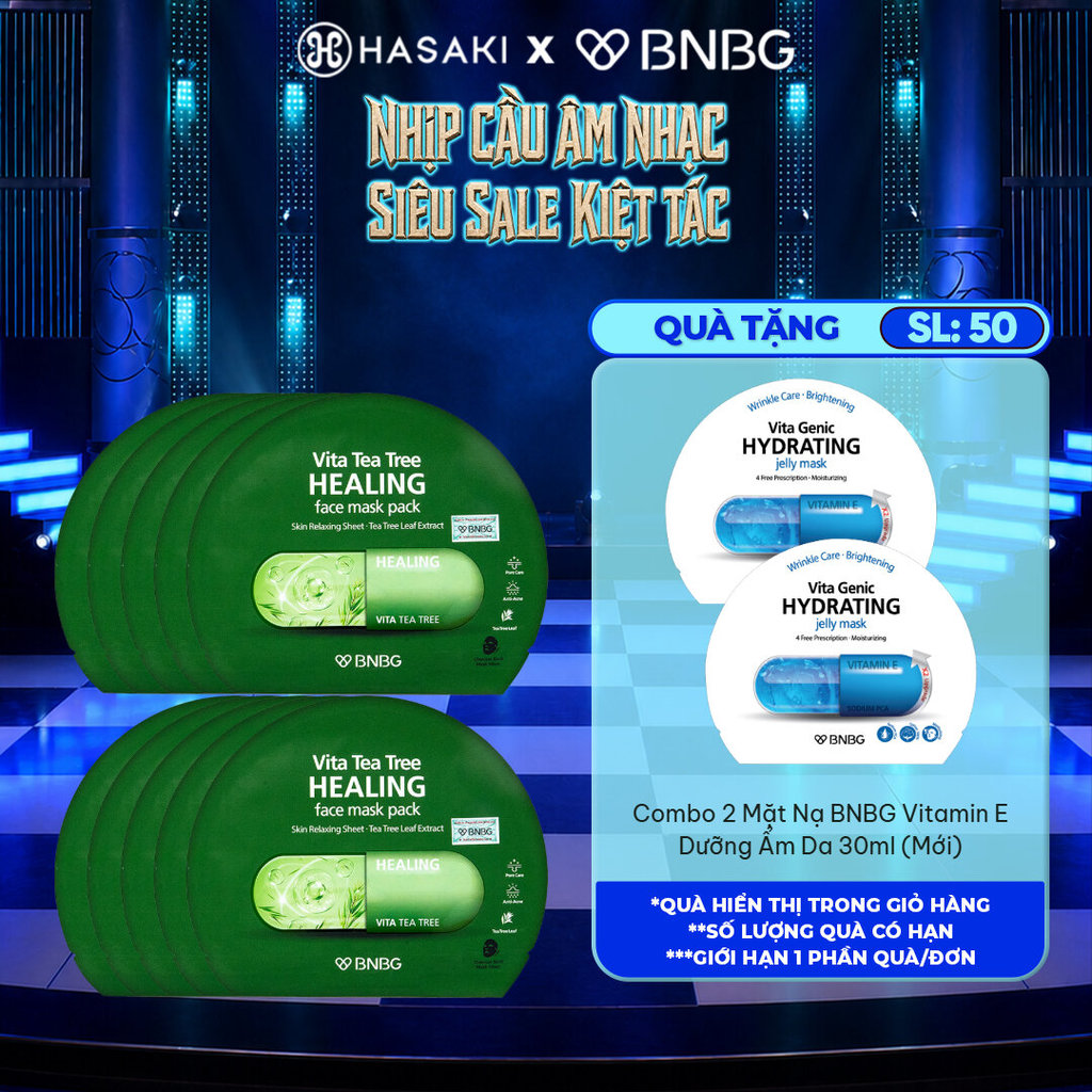 Combo 10 Mặt Nạ BNBG Tràm Trà Thải Độc Da, Giảm Mụn 30ml