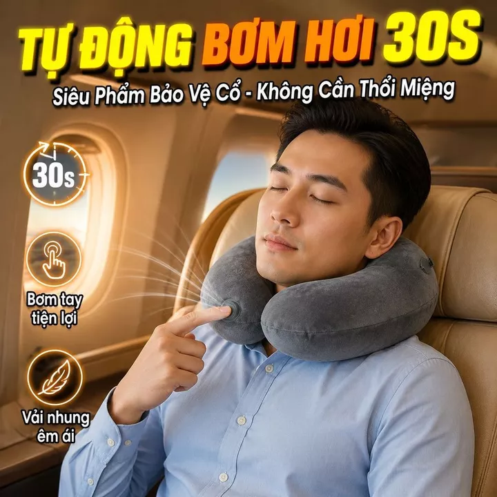 Tự Động Bơm Hơi/Có Thể Tháo Giặt Gối Cổ Du Lịch Xách Tay/Gối Tự Bơm Hơi Thông Minh/Gối Ô Tô Đa Năng Gối Cổ Du Lịch Chữ U/Gối Ô Tô Chỉnh Tư Thế/Gối Hỗ – 2