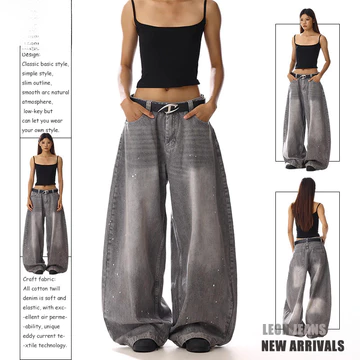 Màu xám Siêu Rời Quần Retro Quần Jean Nam Giặt Rời Quần Denim Quần Dạo Phố Quần Quần Thời Trang Mỹ Quần Sàn Quần Giặt Xám Quần Ga
