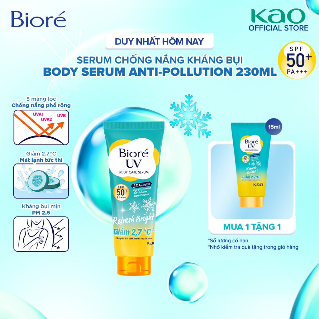 Biore UV Serum Chống Nắng Dưỡng Thể Kháng Bụi - Sáng Mịn Mát Lạnh SPF50+/PA+++ 230ml