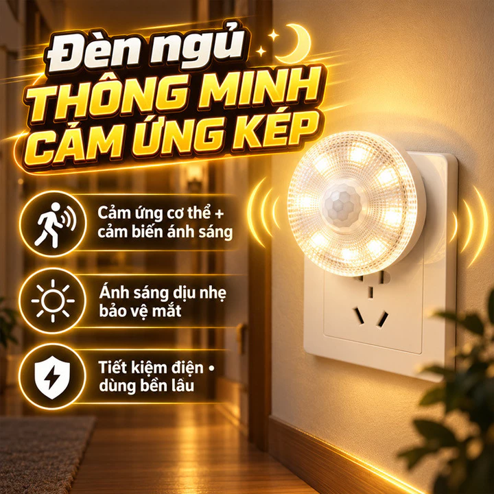 【Cảm Biến Kép Thông Minh】JMY Đèn Ngủ Thông Minh Cảm Biến Kép/Đèn Ngủ Cảm Ứng/Đèn Ngủ Tự Động Bật Tắt/Đèn Ngủ Cảm Biến Chuyển Động/Đèn Ngủ Cảm Biến Ánh Sáng/Đèn Ngủ Phòng Ngủ/Đèn Ngủ Cho Bé