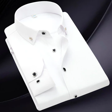 Mặc chuyên nghiệp Áo sơ mi nam dài tay dành cho doanh nhân Áo sơ mi trắng chuyên nghiệp Áo sơ mi nam Nút kim cương Áo sơ mi màu trơn Áo sơ mi nam mặc thường ngày