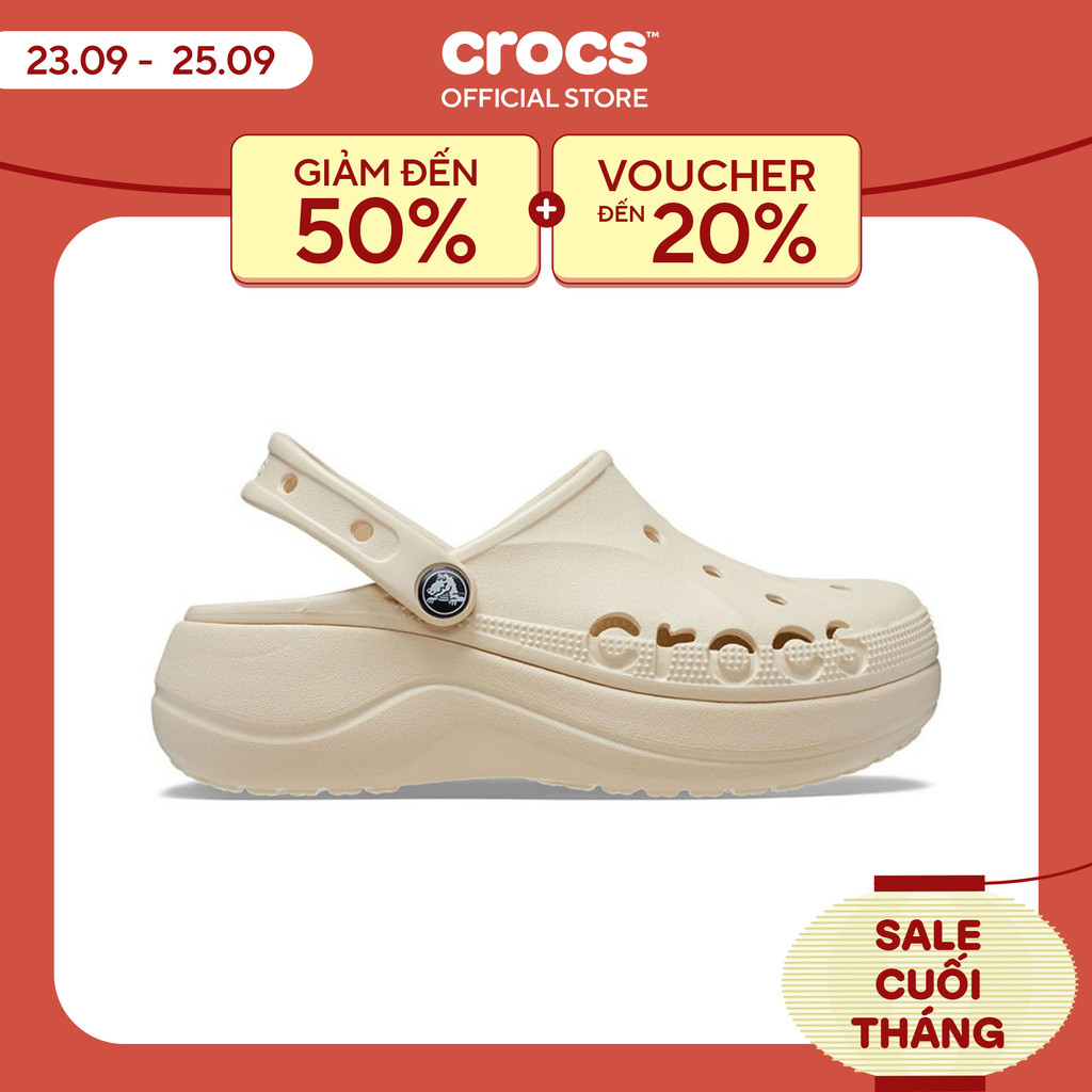 Giày Clog Nữ Crocs Baya Platform - Winter White - 208186-11S