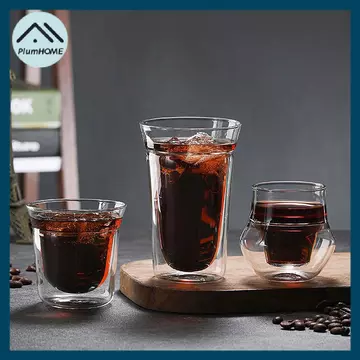 PlumHOME Sáng Tạo Trà Cốc Thủy Tinh Thiết Kế Tường Đôi Thủy Tinh Trong Suốt Cốc Cà Phê Nhà Hàng Cốc Thủy Tinh Tường Đôi Cốc Thủy Tinh Drinkware VN