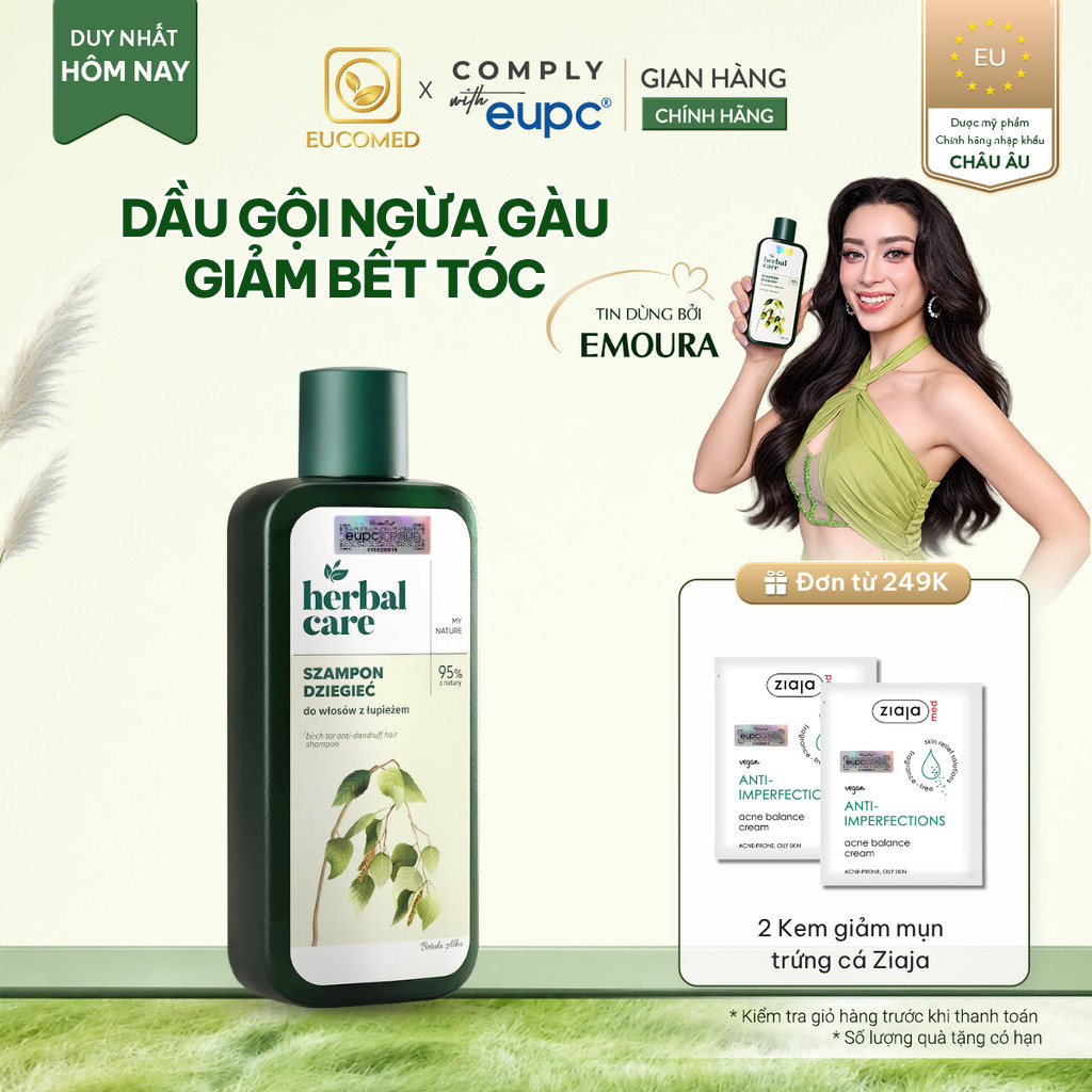 Dầu Gội Bạch Dương Hỗ Trợ Ngừa Gàu, Phục Hồi Tóc Hư Tổn Herbal Care Birch Tar Anti-Dandruff Hair Shampoo 330ml