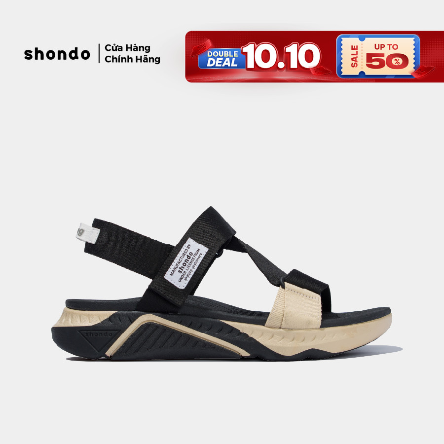Giày Sandal Nam Nữ SHONDO F7R Êm Nhẹ Mang Đi Học Đi Chơi Màu Đen Be F7R1125