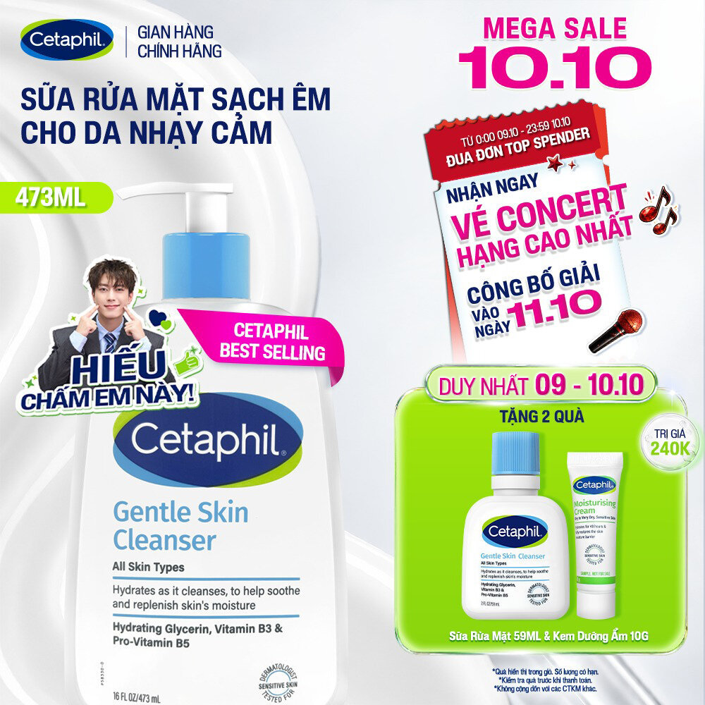 Sữa rửa mặt dịu lành cho da nhạy cảm CETAPHIL GENTLE SKIN CLEANSER 473ML