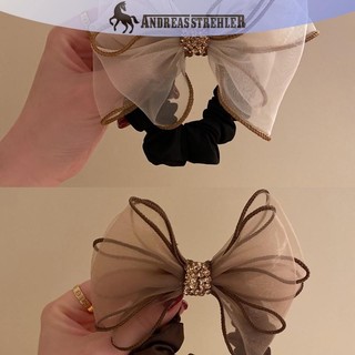 Onetimingfine Phong Cách Hàn Quốc Lưới Kim Cương Giả Nơ Dây Tóc Co Giãn Scrunchies Đuôi Ngựa Giá Đỡ Dây Buộc Tóc Cho Nữ Thời Trang Đơn Giản Phụ Kiện Tóc VN